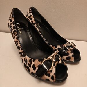 Cole Haan Leopard Print Peep Toe Heels